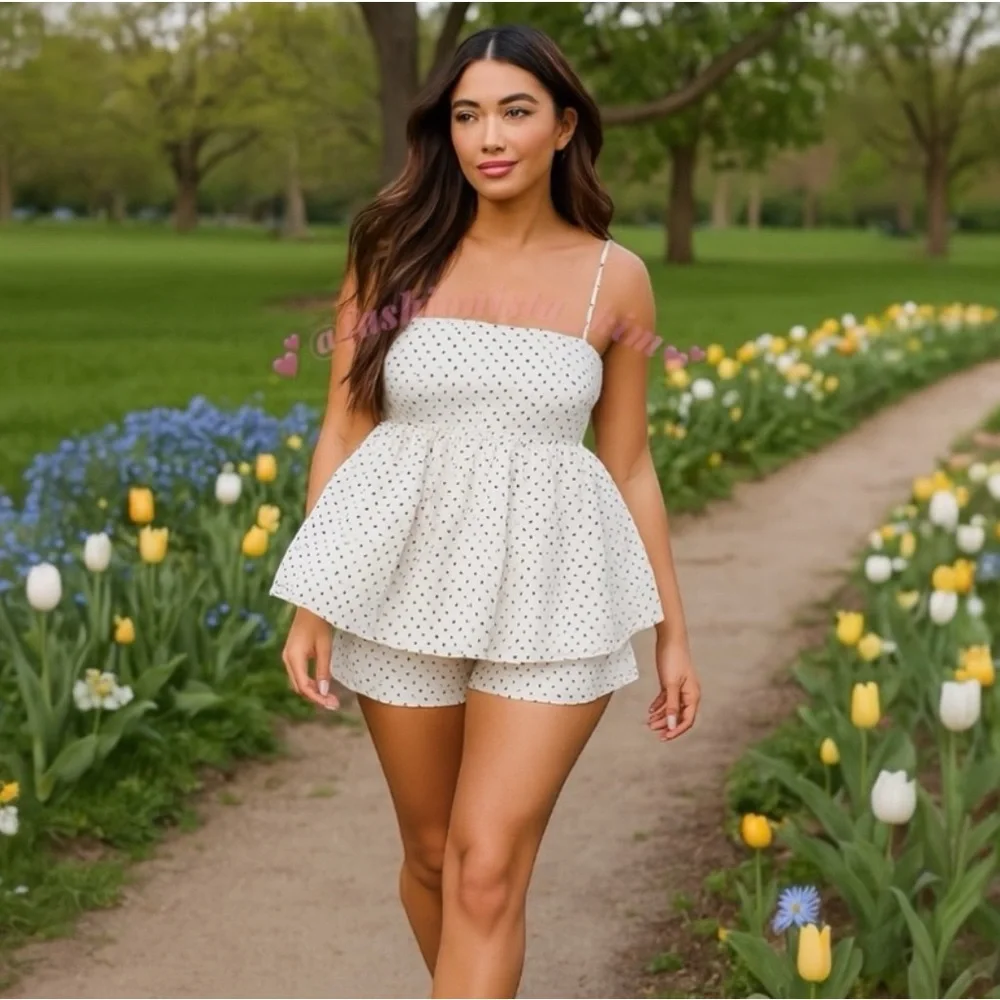 NWT Kate Spade x Target  Polka Dot Linen Baby Doll Tank Top - XL - Picture 3 of 3